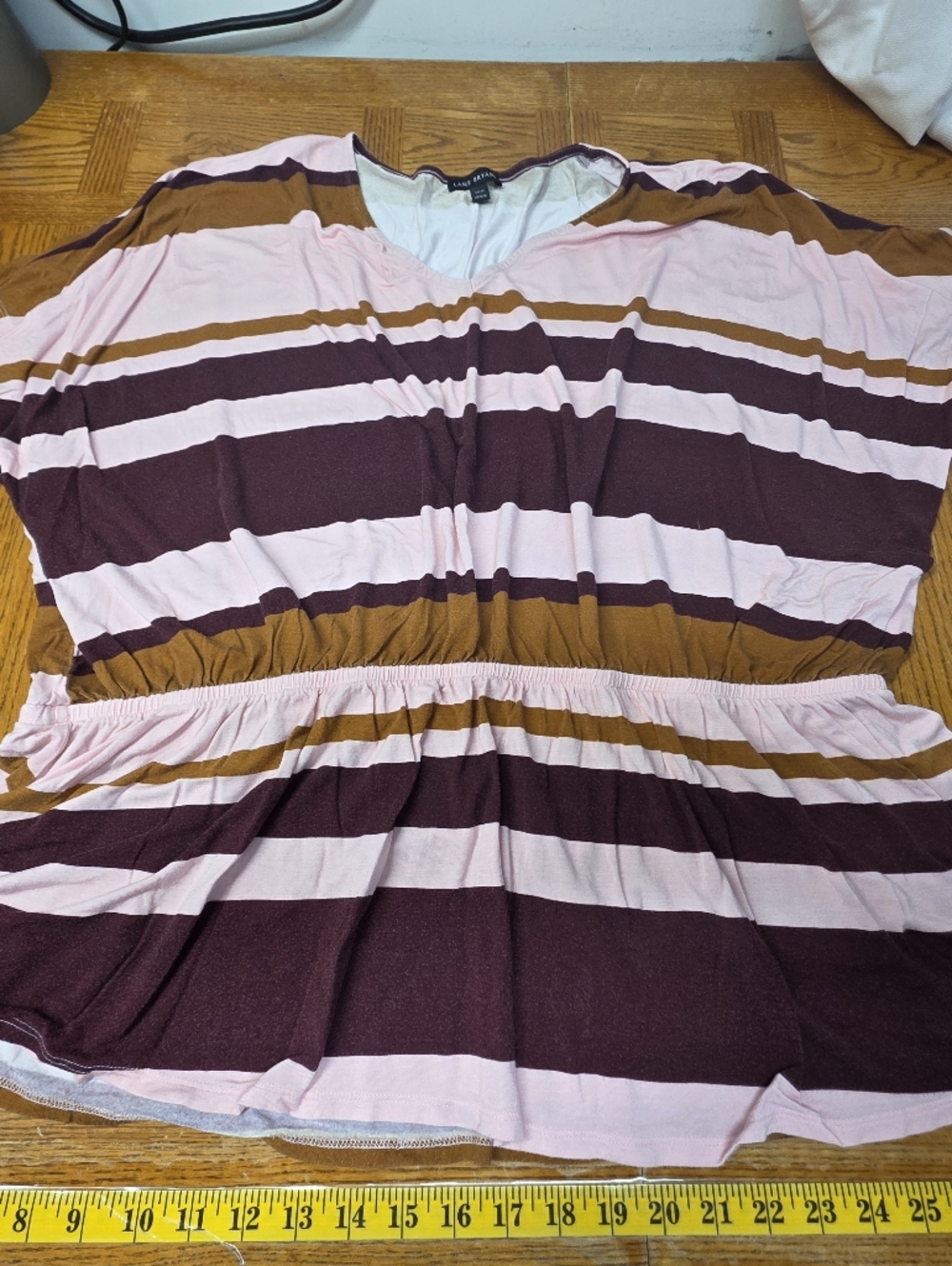 Lane Bryant V-Neck Striped Short Sleeve Plus Size 30/32 Top